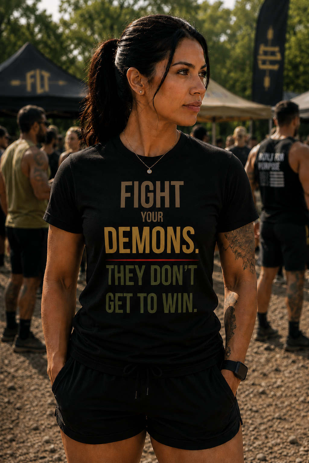 Fight Your Demons Tee | Veteran Resilience Graphic T-Shirt | FLT
