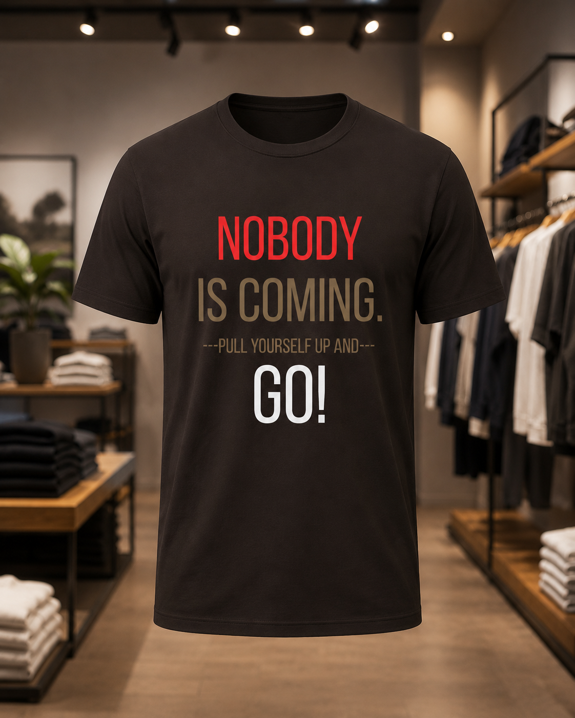 FLT Nobody Is Coming Tee | Pull Yourself Up and GO!