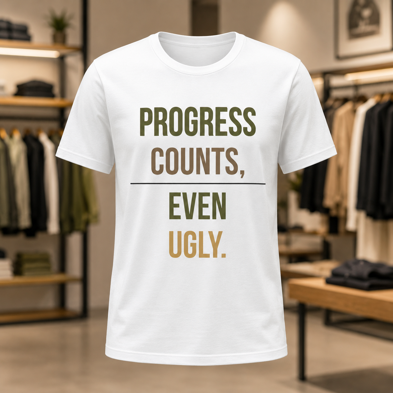 Progress Counts Even Ugly Graphic T-Shirt